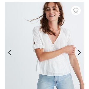 Swiss dot tie sleeve wrap top